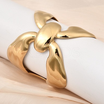 304 Stainless Steel Open Cuff Bangles for Women BJEW-K264-03G-1