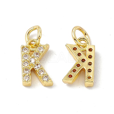 Real 18K Gold Plated Brass Micro Pave Clear Cubic Zirconia Charms KK-E068-VB452-K-1