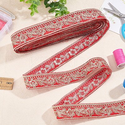 Ethnic Style Embroidery Polyester Ribbons OCOR-WH0060-33B-1
