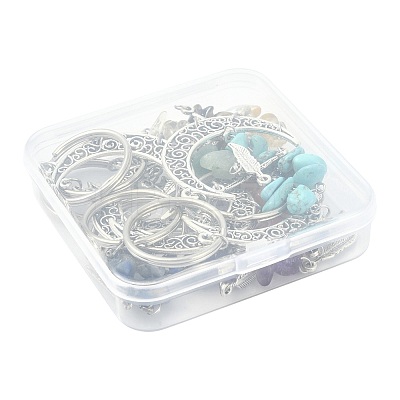 7Pcs 7 Colors Alloy Moon with Star Pendant Keychains KEYC-FS00045-1