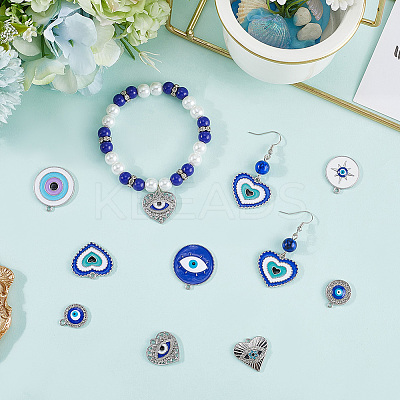 32Pcs 8 Styles Alloy Enamel Pendants ENAM-SC0006-67-1