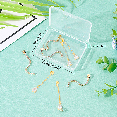 8Pcs 2 Style Brass Ear Nuts with Crystal Rhinestone Tassel KK-SC0003-14-1