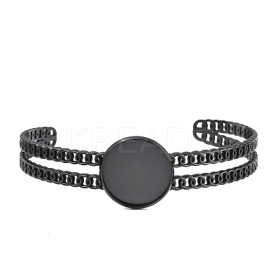 304 Stainless Steel Blank Cuff Bangle Bases with Flat Round Tray SA-CBA82C8-05B-EB-1