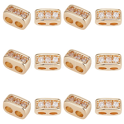 12Pcs Brass Pave Clear Cubic Zirconia Connector Charms KK-GO0001-32-1