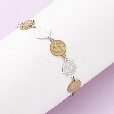 Religion 304 Stainless Steel Link Bracelets for Women LS-BJEW-F524-03GP-1