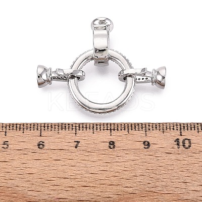 Brass Micro Pave Clear Cubic Zirconia Fold Over Clasps KK-Q074-19P-1
