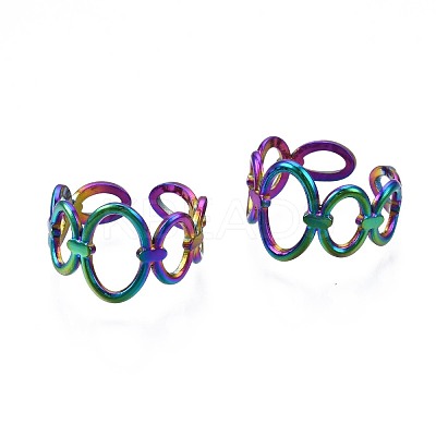 304 Stainless Steel Oval Wrap Cuff Ring RJEW-N038-099-1