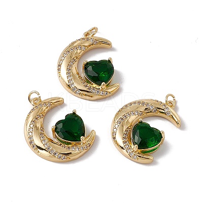 Brass Micro Pave Cubic Zirconia Pendants KK-G439-40G-1