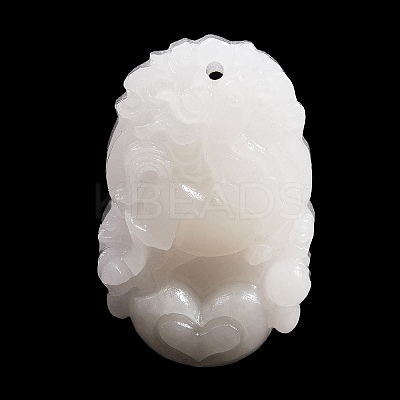 Natural White Jade Carved Pendants G-S384-01G-1