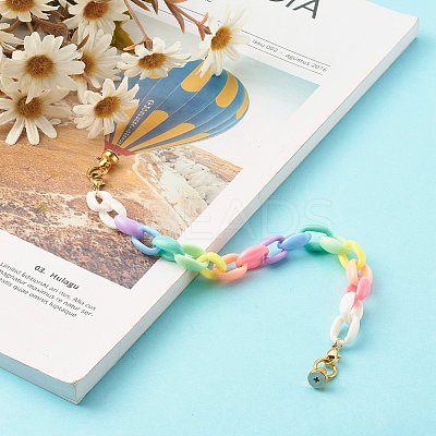 Rainbow Color Acrylic Phone Case Chain HJEW-JM00476-1
