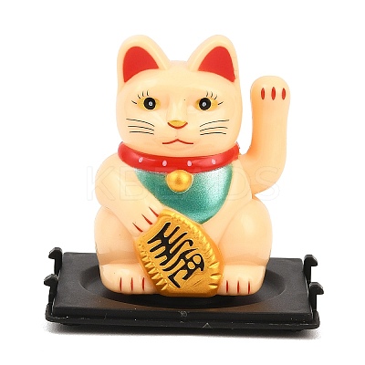 ABS Plastic Solar Powered Maneki-neko Figurines DJEW-B017-01B-02-1
