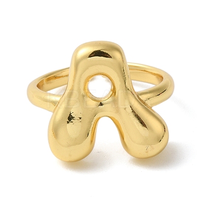 Initials Brass Open Cuff Ring for Women RJEW-N046-02A-G-1