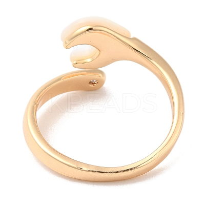 Natural Shell Spanner Open Cuff Ring with Cubic Zirconia RJEW-G288-07G-1