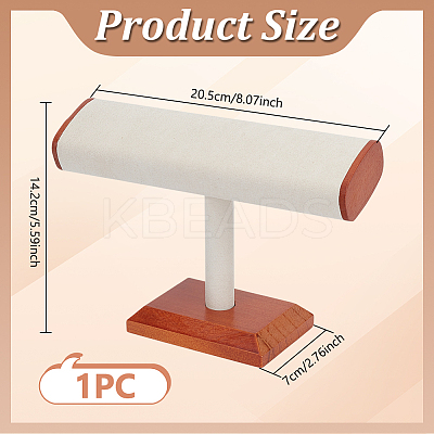 T-Shaped Bar Wood Covered with Faux Suede Bracelet Display Stands BDIS-WH0007-07A-1