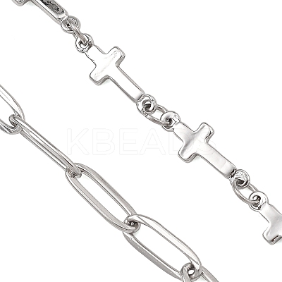 304 Stainless Steel Paperclip Chain and Cross Link Chain Bracelet Making AJEW-JB01642-1