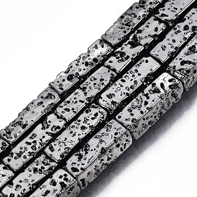 Electroplated Natural Lava Rock Beads Strands G-T114-63-1