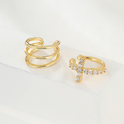 Real 18K Gold Plated Brass Cuff Earrings GM4836-1-1