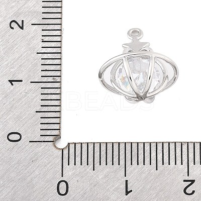 Brass Micro Pave Clear Cubic Zirconia Charms KK-K371-32P-1