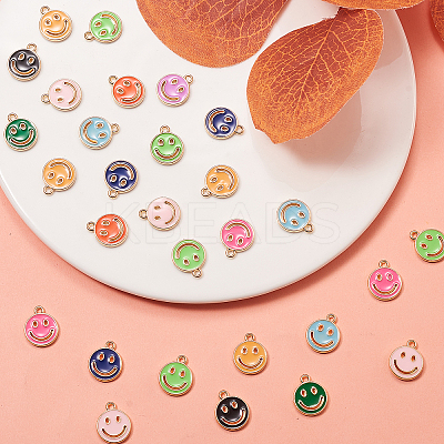 100Pcs 10 Colors Alloy Enamel Pendants ENAM-CJ0001-75-1