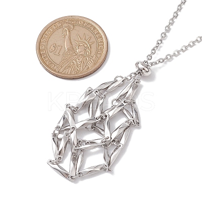 Crystal Stone Cage Pendant Necklaces NJEW-JN04758-04-1
