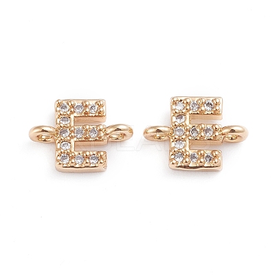Brass Micro Pave Cubic Zirconia Letter Links X-ZIRC-I042-16G-E-1