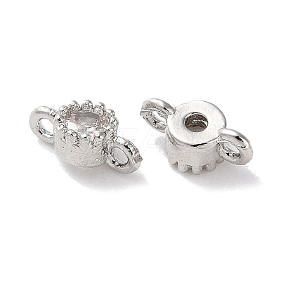 Rack Plating Brass Pave Clear Cubic Zirconia Connector Charms KK-Z039-38P-1