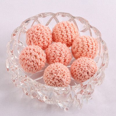 Handmade Woolen Macrame Wooden Pom Pom Ball Beads MAKN-PW0001-047L-1