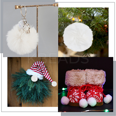 12Pcs Handmade Faux Rabbit Fur Pom Pom Ball Covered Pendants WOVE-GF0001-02A-1
