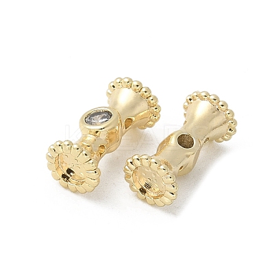 Brass Micro Pave Cubic Zirconia Beads KK-U052-19G-1