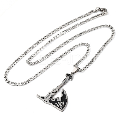 Viking Style Titanium & 201 Stainless Steel Pendant Necklaces LS-NJEW-C066-11P-1