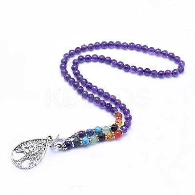 Tibetan Style Alloy Pendant Necklaces NJEW-F170-A05-1