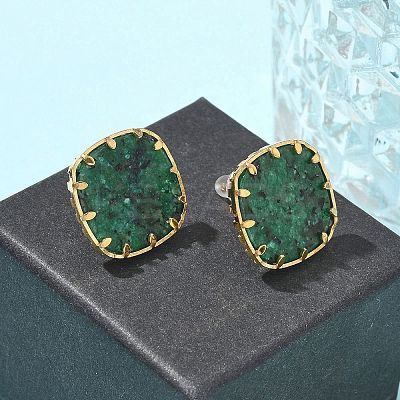 304 Stainless Steel Turquoise Square Stud Earrings for Women EJEW-R010-01G-04-1