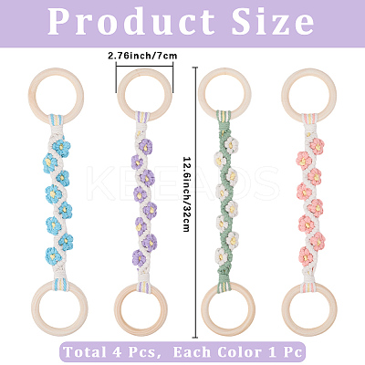 4Pcs 4 Colors  Daisy Cotton Thread Weave Towel Rack AJEW-CN0004-61-1