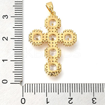 Brass Pave Clear Cubic Zirconia Pendants KK-M101-05G-02-1