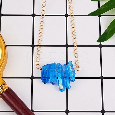 Irregular Natural Quartz Crystal Beads Pendant Necklace for Wonen NJEW-SW00009-1