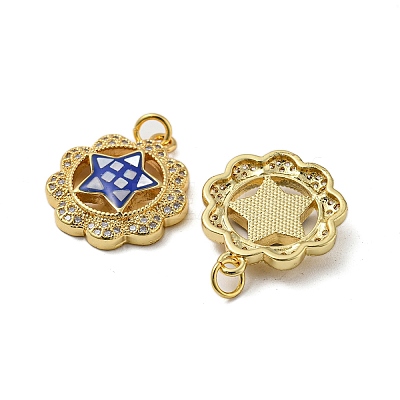 Brass Micro Pave Cubic Zirconia Pendants KK-H457-02G-01-1