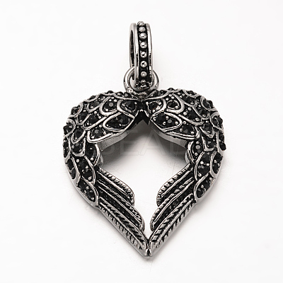 Antique Silver Plated 304 Stainless Steel Rhinestone Pendants LS-STAS-M202-12B-1