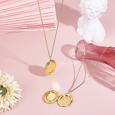 DIY Brass Oval Locket Pendant Necklaces Making Kits NJEW-HY0001-05-1