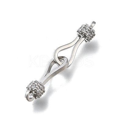 Brass Micro Pave Clear Cubic Zirconia Hook and S-Hook Clasps KK-D312-10P-1