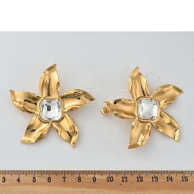 304 Stainless Steel with Cubic Zirconia Stud Earrings EJEW-Z084-12G-1