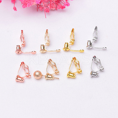 20Pcs 5 Colors Brass Clip-on Earring Findings KK-SP0002-52-1