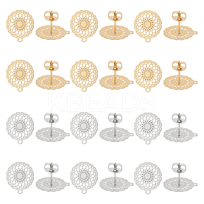 24Pcs 2 Colors 304 Stainless Steel Stud Earring Findings STAS-UN0040-82-1