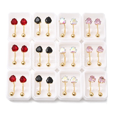 304 Stainless Steel Heart Stud Earrings EJEW-F396-04C-G-1