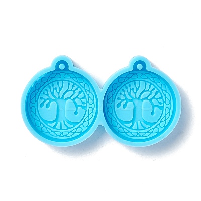 Flat Round with Tree of Life Pendant Silicone Molds LS-DIY-I088-03-1