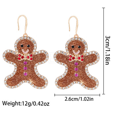 Christmas Alloy Enamel & Rhinestone Stud Dangle Earrings FS-WG10992-08-1