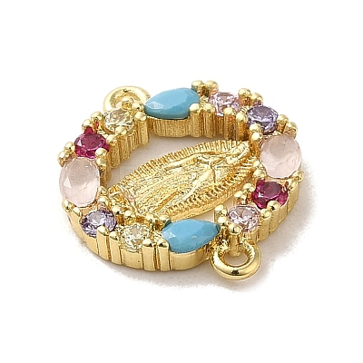 Brass Pave Colorful Cubic Zirconia Connector Charms LS-KK-M278-02B-G-1
