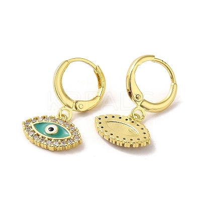 Evil Eye Real 18K Gold Plated Brass Dangle Leverback Earrings EJEW-Q797-01B-G-1