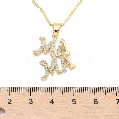 Mother's Day Brass Micro Pave Clear Cubic Zirconia Pendant Necklaces for Women NJEW-Q021-01B-G-1