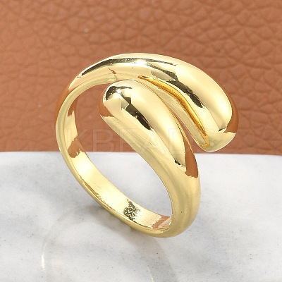 Brass Teardrop Open Cuff Ring for Women RJEW-M148-03G-1