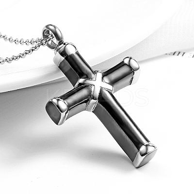304 Stainless Steel Religion Cross Pendant Necklace LS-QH8600-3-1